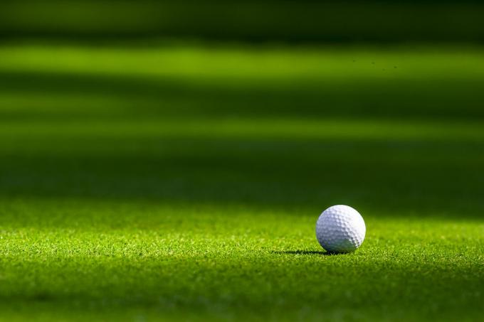 Bola golf di halaman rumput