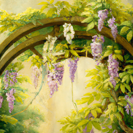 Çiçek kemerinde wisteria'yı sarmaşıkla birleştirin